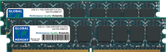 2GB (2 x 1GB) DDR2 800MHz PC2-6400 240-PIN ECC DIMM (UDIMM) MEMORY RAM KIT FOR SERVERS/WORKSTATIONS/MOTHERBOARDS